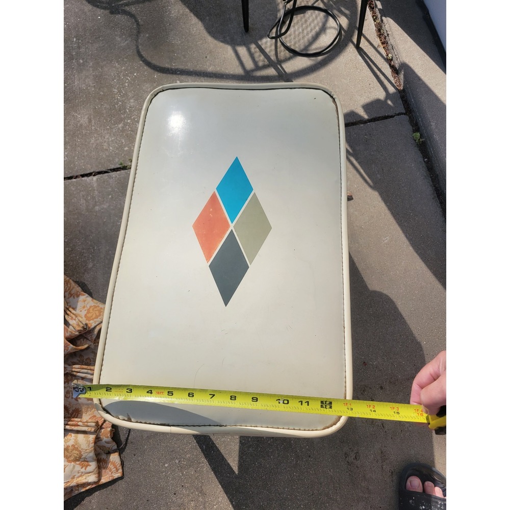 Vtg Babcock Phillips Modern Atomic Harlequin Diamond Vinyl Ottoman Footstool MCM - Picture 11 of 11